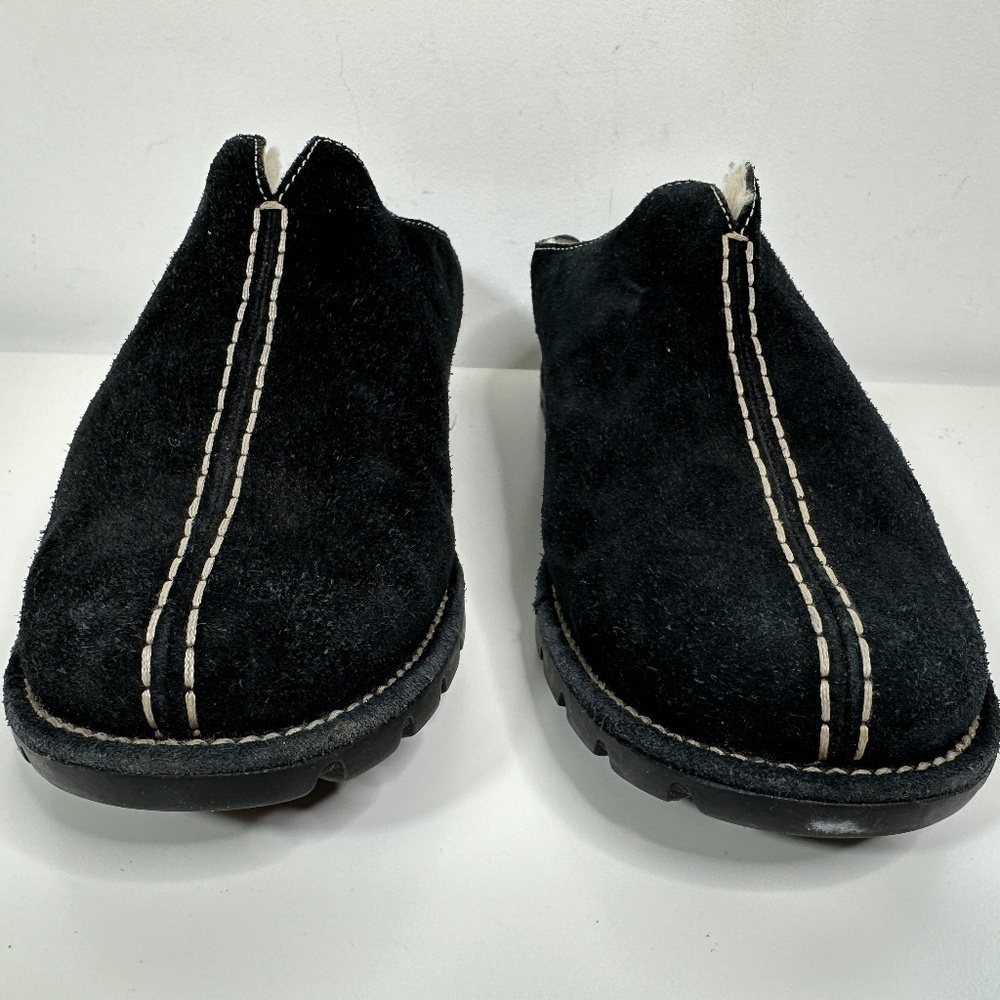 Cole Haan Women's Shoe Size 10B Suede Mule Clogs Faux Fur-Lined Black - Picture 6 of 14
